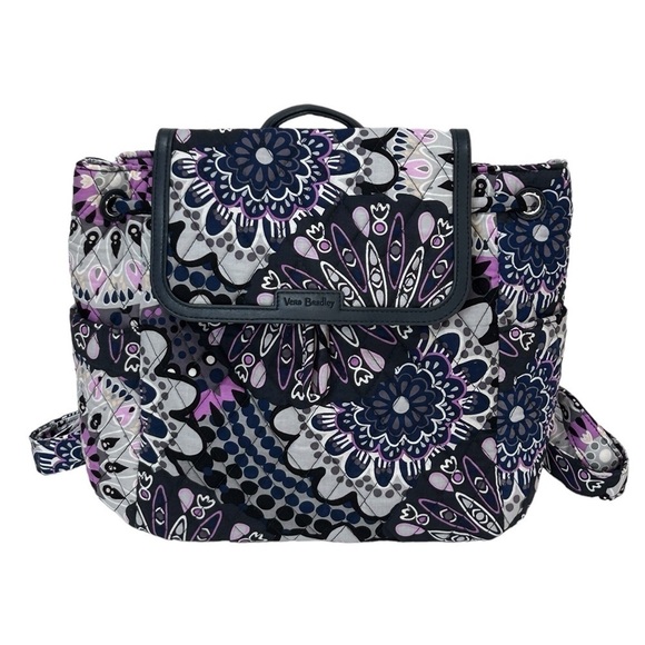 Vera Bradley Fashion Backpack Mimosa Medallion Navy/Purple/Gray NWT - Picture 1 of 11